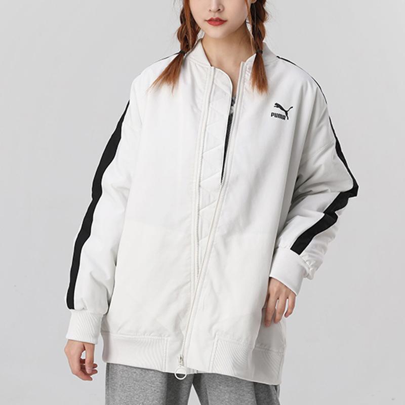 Puma Classics Bomber Logo Warm Patchwork Casual Jacket Women Jackets Smoke-Grey 530275-05