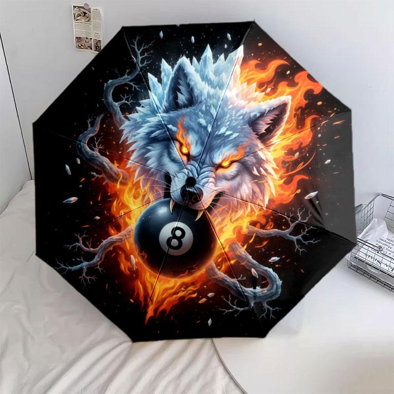 

IceFireWolf Pattern Pattern New Style Umbrella, 1 Piece Automatic Folding Umbrella, Portable Travel Umbrella, Outdoor Umbrella, Birthday Gift