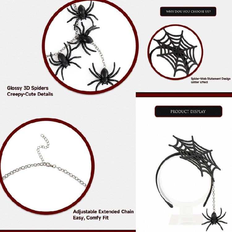 Halloween Spiders Hair Ornament Necklace Set Safe Costume Props Spiders Themed Party Costume Set For Various Ages