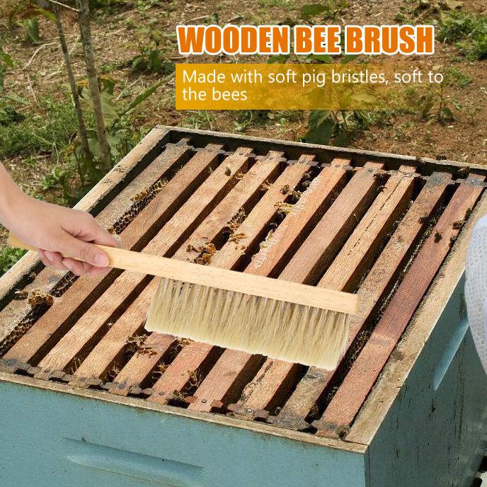Beekeeping Brush 41cm Bee Brush with Wooden Handle To Cln the Spn Attached Bees