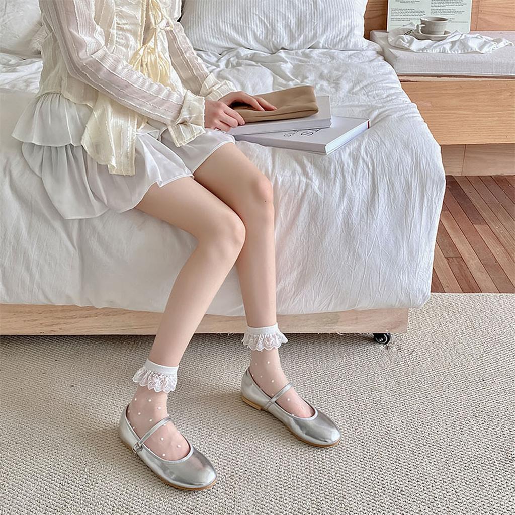 Ruffle Ankle Socks Transparent Mesh Crew Socks Japanese Cute Middle Tube Socks