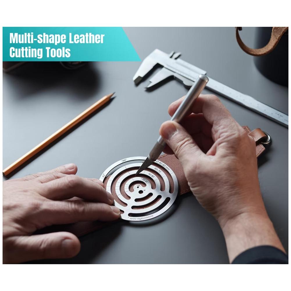 

M-Modern-Leather Cutting Tools Corner Cutting Ruler Metal Concentric Circles Template Round Leather Corner Punch серебряный