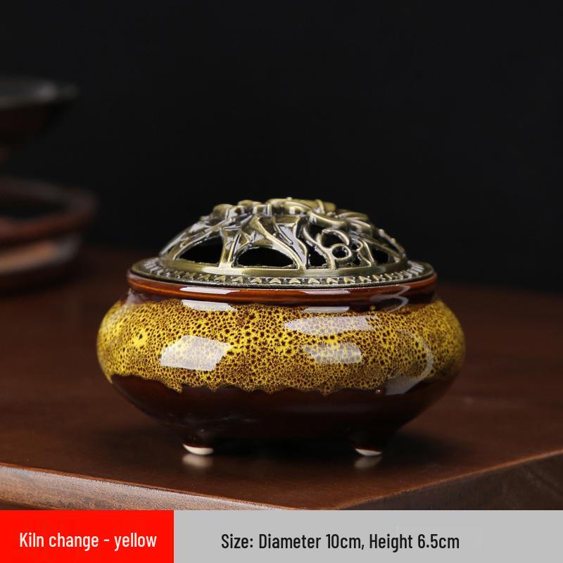 Celadon Ceramic Incense Burner for Home, Buddhist Supplies, Sandalwood Incense Path, Ice Crack Kiln Change Design.