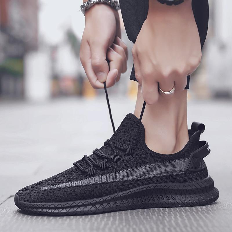 New sports men's running shoes fashion trendy casual shoes flying woven breathable men's shoes