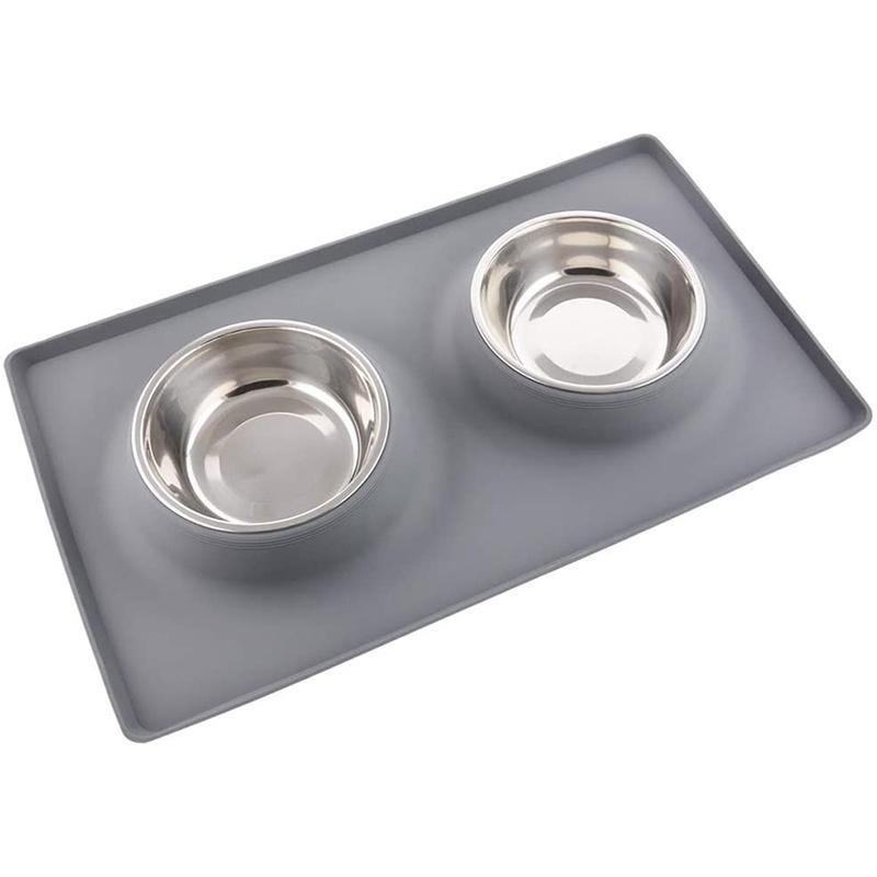 Benepaw Stainless Steel Double Dog Bowl With Silicone Mat Nontoxic Nonslip No Spill Pet Water Food Bowl Cat Puppy Feed Drinking