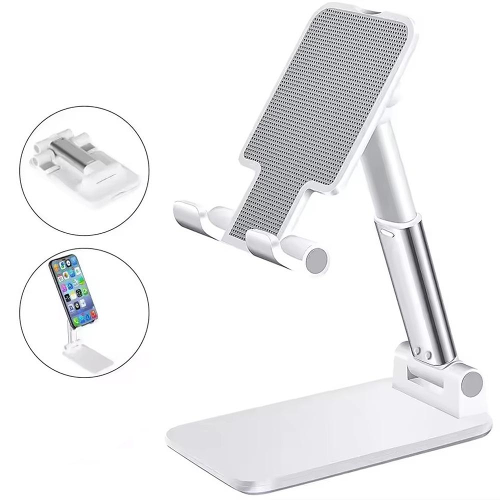 Custom Logo Cheap Desktop Folding Mobile Phone Holder Cell Phone Tablet Stand Portable Angle Adjustable Phone Stand Lay Flat белый