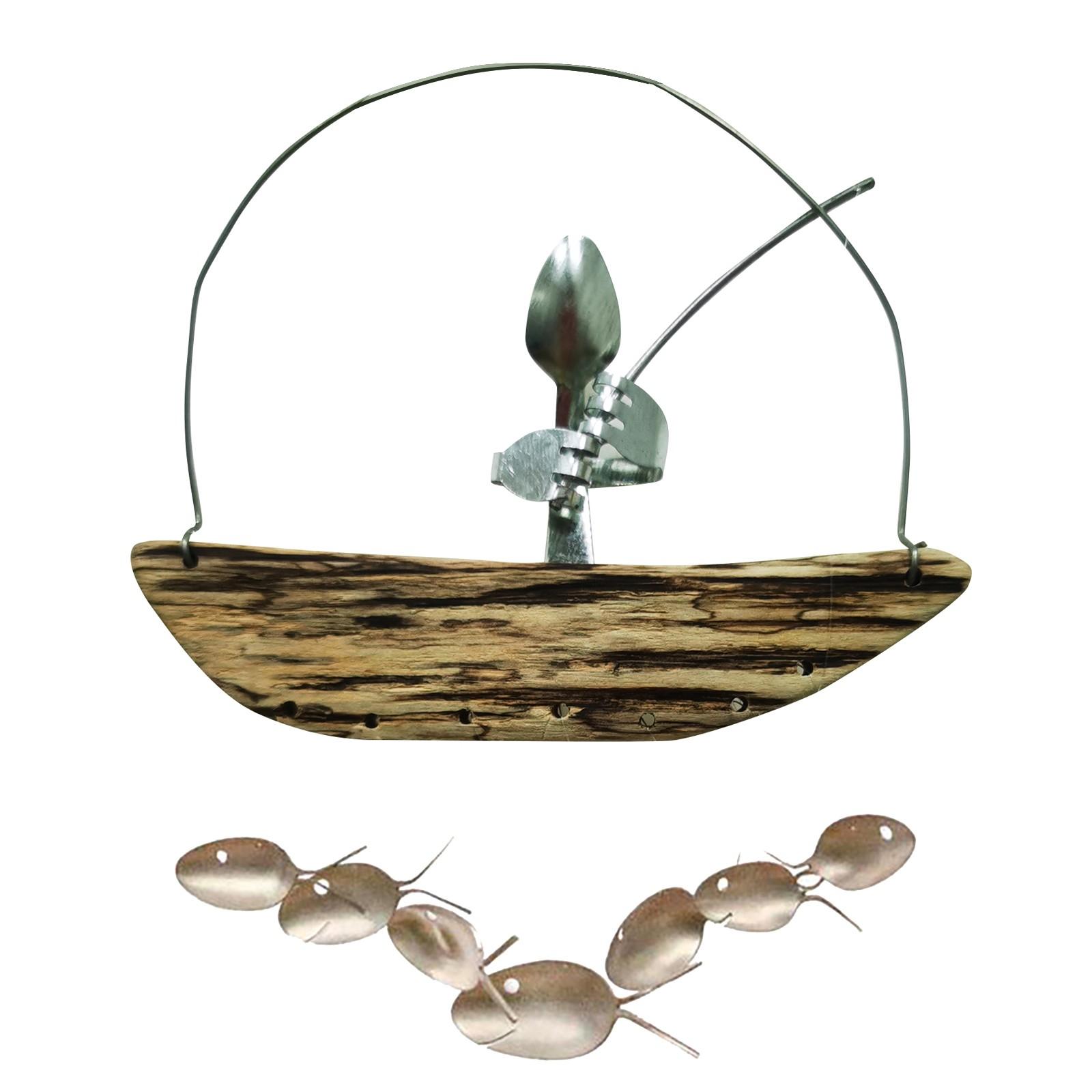 Fishing Man Spoonfish Sculpture Wind Chime oat Fishing
