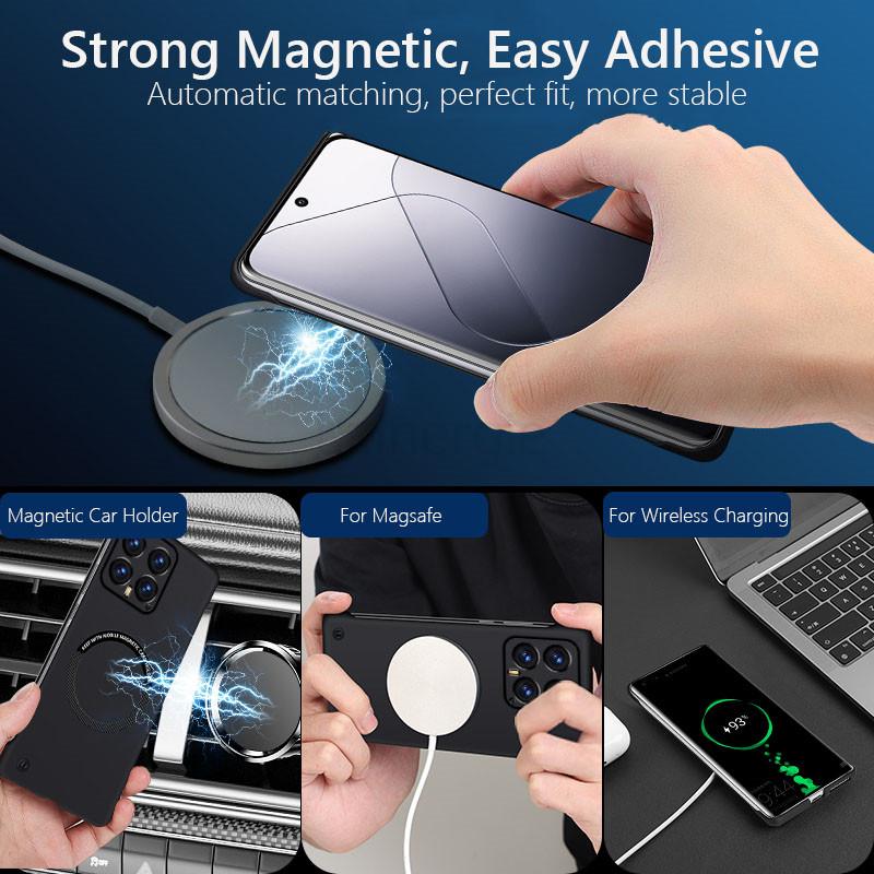 Frameless Magnetic For Magsafe Slim Case For Xiaomi 14 Pro Xiaomi14 Pro 5G Wireless Charging Hard Back Cover