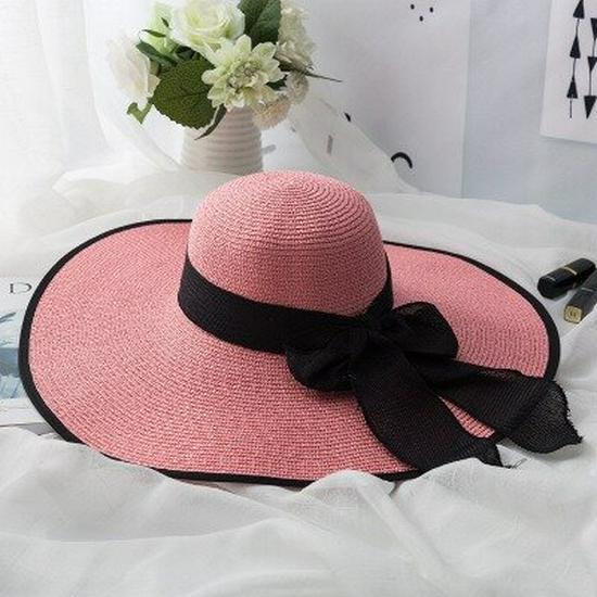Women's Extra Large Wide Brim Straw Sun Hat with Bowknot - Summer Seaside UV Protection