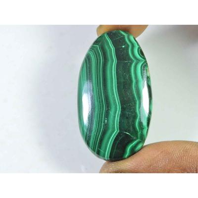 78Cts. Přírodní zelený malachit oválný kabošon volný drahokam 22X40X06 MM SK-1996