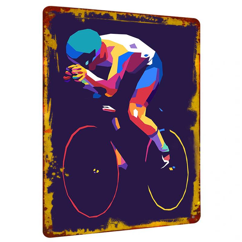 

Modern Geometric Style Cyclist Metal Wall Art Decorative Iron Painting for Home 20x30cm（7.8x11.8inch）