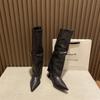 Women's Fashion Stiletto Cotton Boots Winter New Pointed Head Sleeve Belt Buckle Anti-slip Wear-resistant Boots
