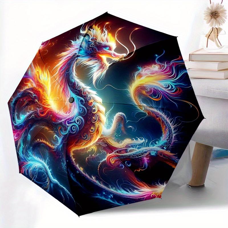 1pc Enchanted Dragons Design Automatic Open/CloseUmbrella,Compact Umbrella for Men & Women Day Gift.A061