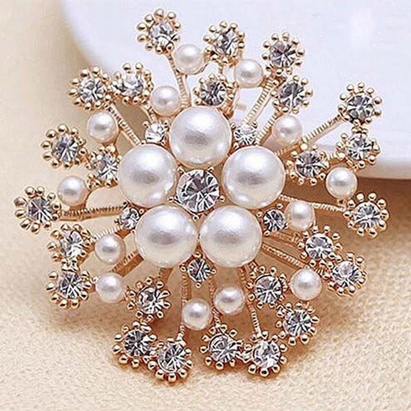 Spille da donna alla moda grandi perle d'imitazione strass spilla da sposa spilla gioielli accessori regalo