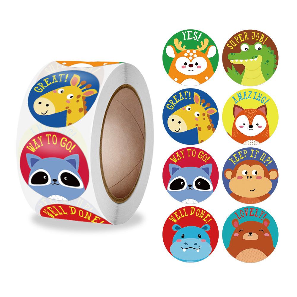 Stickers 500 Pcs/roll Teacher Rewards And Encourages Children Toys Cute Animal Stickers Sealing Stickers
