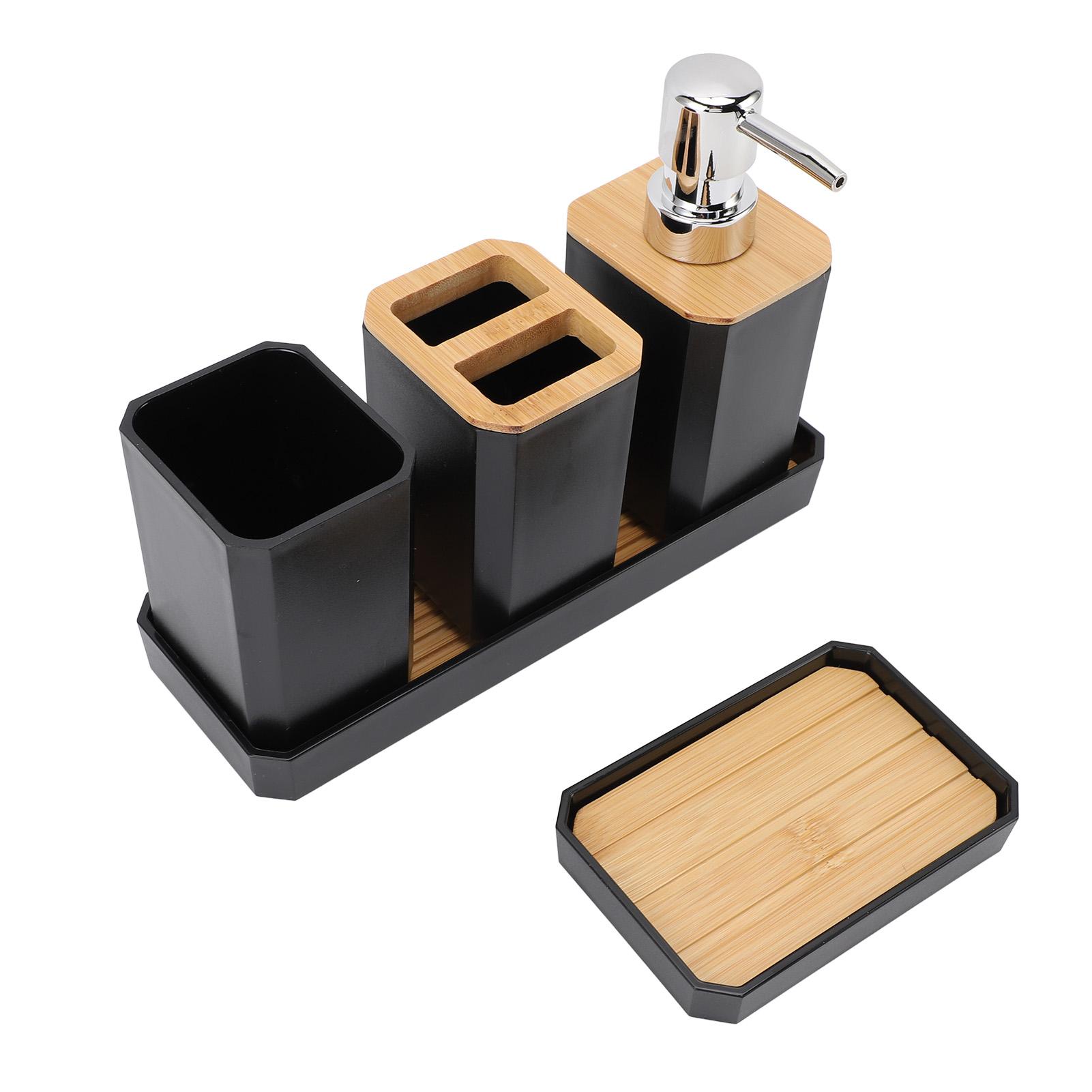 

Bathroom Accessories Set Bath Ensemble Set with Toothbrush Holder Cup Lotion Bottles Soap Dish Tray
