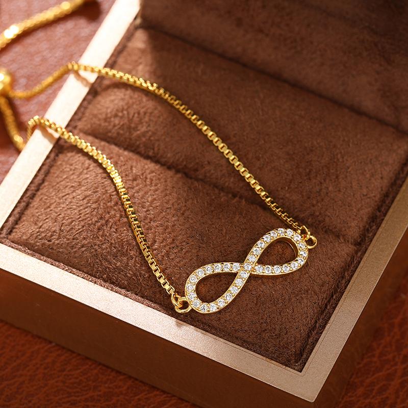 Huitan Fashion Gold Color Box Chain Bracelet for Women Trendy Bright Zirconia Hand Jewelry for Engagement Exquisite Accessories