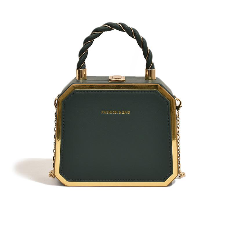 

Solid color premium handbag women s versatile shoulder messenger bag ins European and American retro bag темно-зелений колір