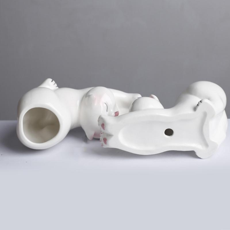 Animal Figure Ceramic Planter Flower Pot, Tabletop Plant Holder for Desk Display, Shelf Placement, Windowsill and Indoor Home Use