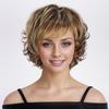 Synthetic Short Bob Cut Wig for Women Blonde Highlight Wig Natural Curly Hair Wig with Bangs Daily Cosplay Halloween