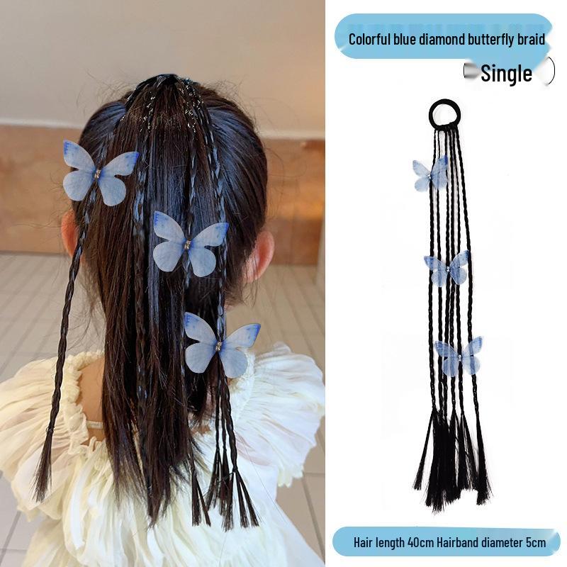 Adorable Butterfly Hair Accessories Set for Girls - Includes Braided Twists, Rubber Bands, and Bow Headbands