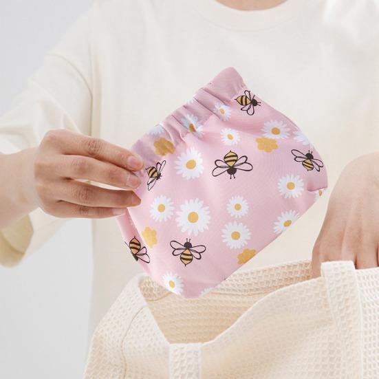 Storage Bag Floral Print Metal Spring Opening Portable Lightweight Commute Travel Makeup Bag Earphone Key Stoarge Pouch Cosmetic Bag