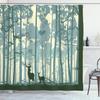 Cortina de ducha de ciervo Silueta de animal colorida Elementos navideños Tablones de madera Tema Tela Tejido Juego de decoración de baño con ganchos