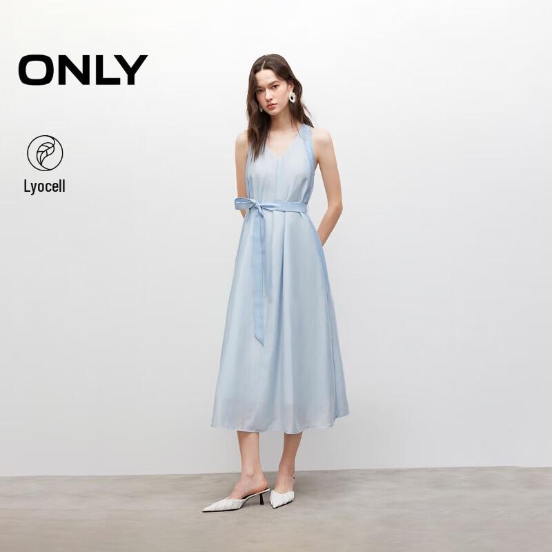 

ONLY 2025 Summer Elegant Halter V-Neck A-Line Midi Dress L