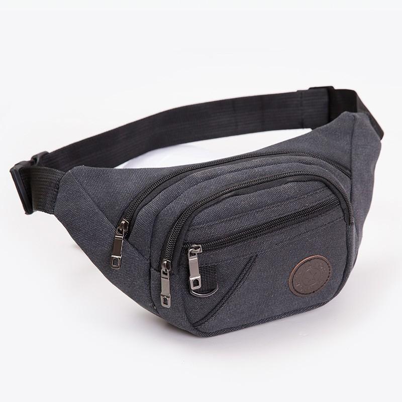 

Casual Canvas Waist Bag Waist Bag Mobile Phone Bag Banana Bag Fanny Pack Men чорний