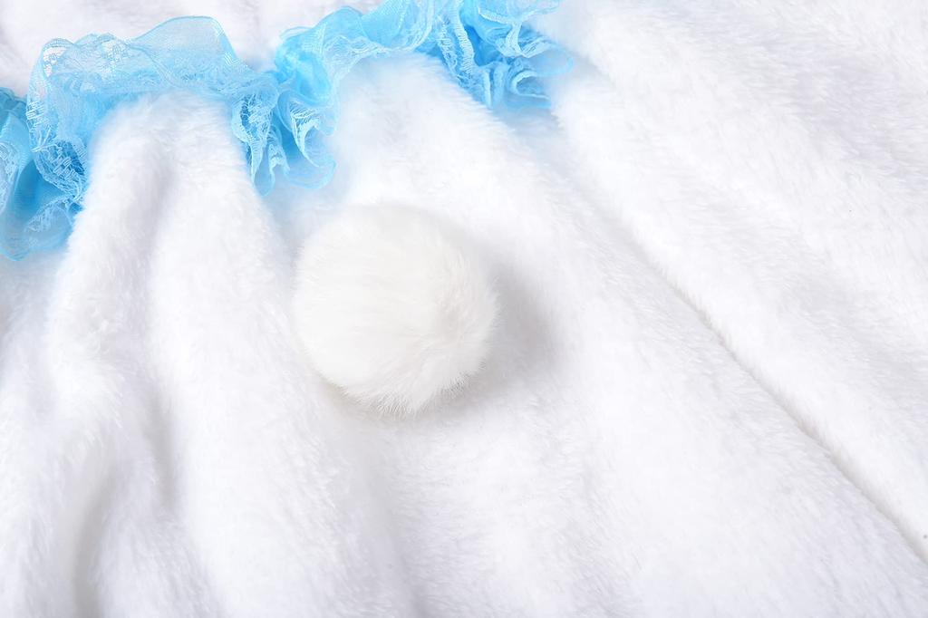 ReliBeauty White Rabbit Cosplay Dress for Halloween Costume for Watch Bunny Marshmallow Kids Birthday Bunny Ear Headband Size 120 Kids, Girls, Rabbit,