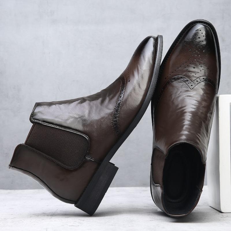 Leather Boots Men's Trend Business Dress High Top Leather Boots Men's Martin Boots