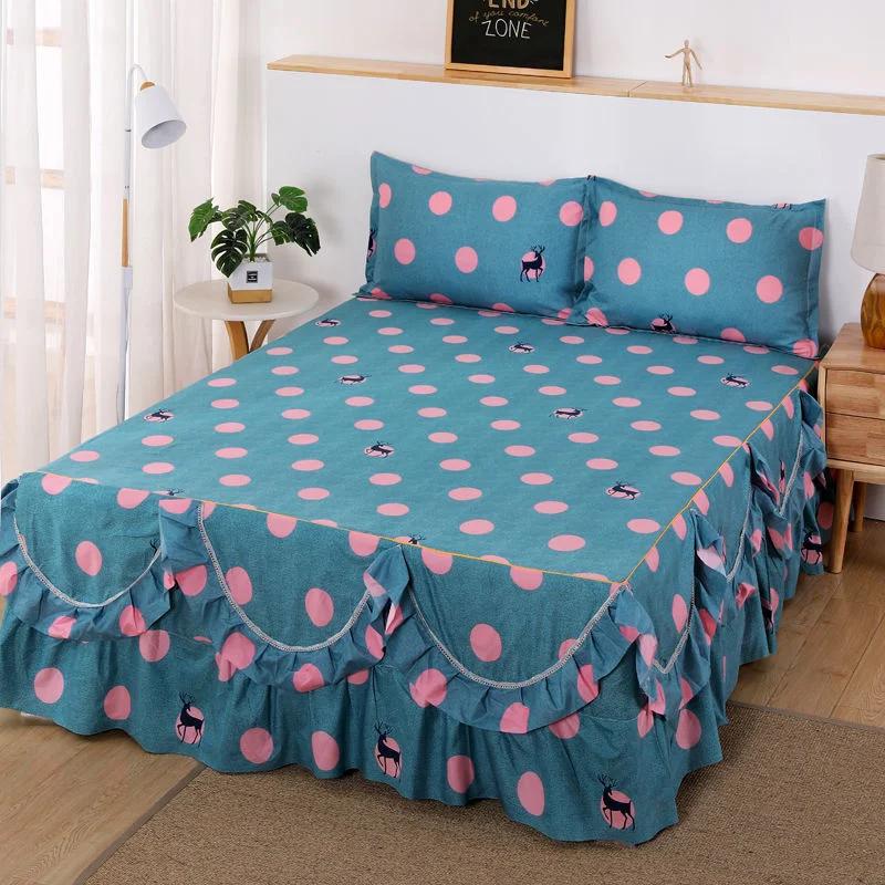 3 Teil/satz Schöne Bett Rock Matratzenbezug Märchen Bettwäsche mit Kissenbezug Königin König Rutschfeste Atmungsaktive Pequena Princesa