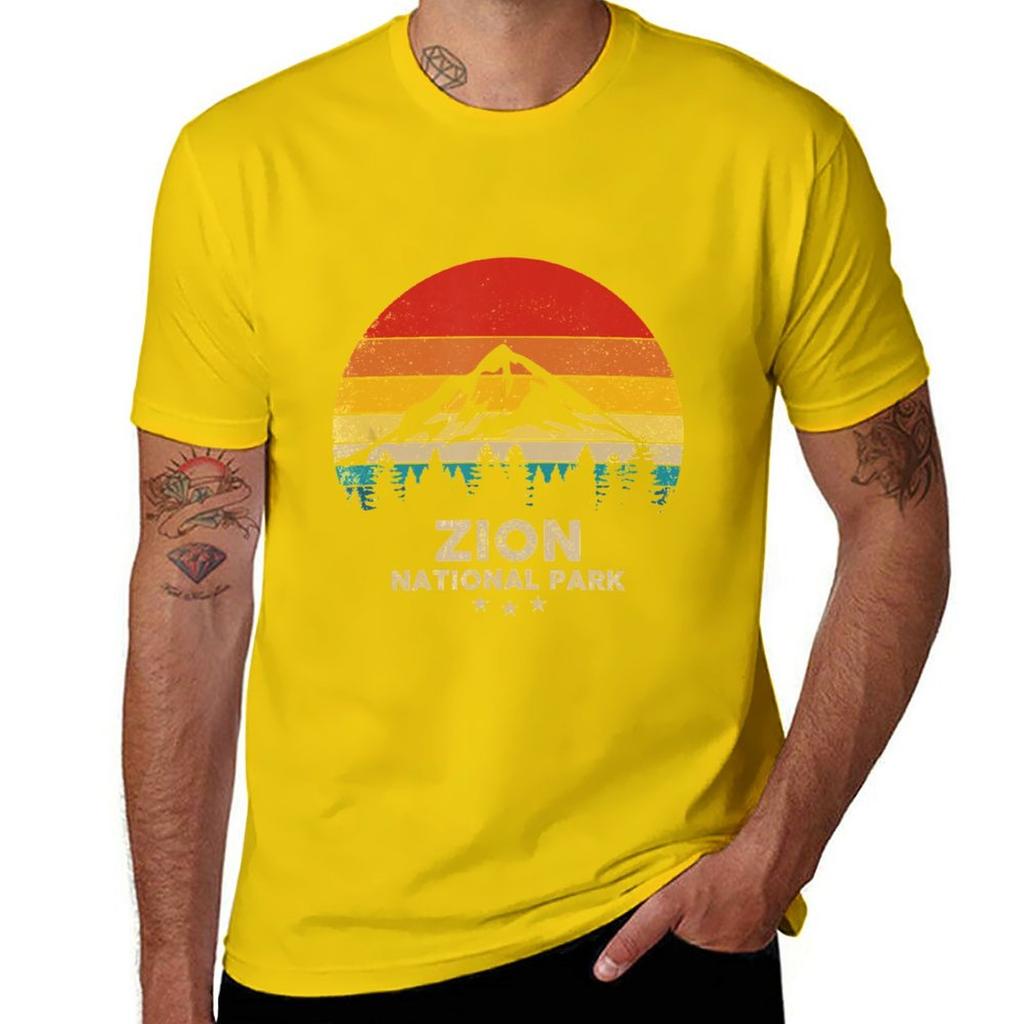 Vintage Zion  National Park Retro Souvenir TShirt Cute Tops Hippie Clothes Mens Clothing