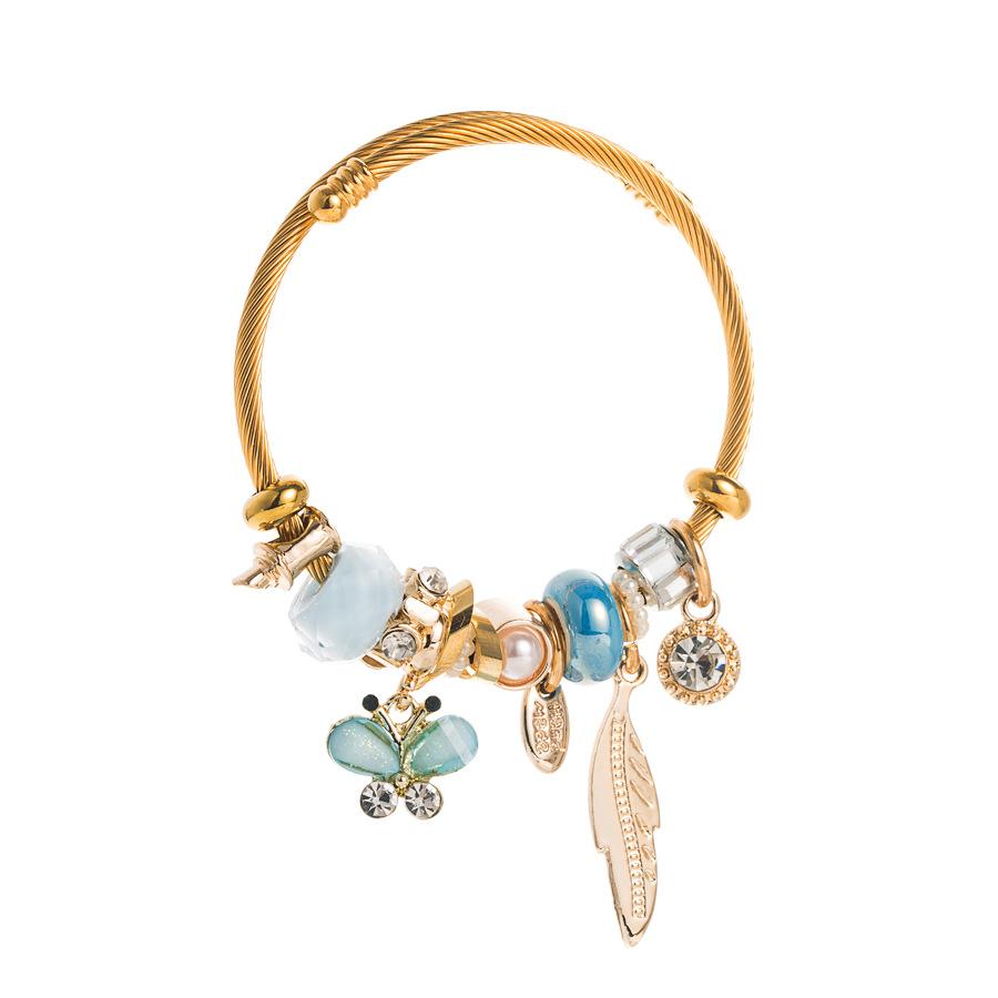 JYL TS Bracelet Unisex  Evil Eye Charm Beads Enhances Protection And Style Sky Blue мандарин желтый