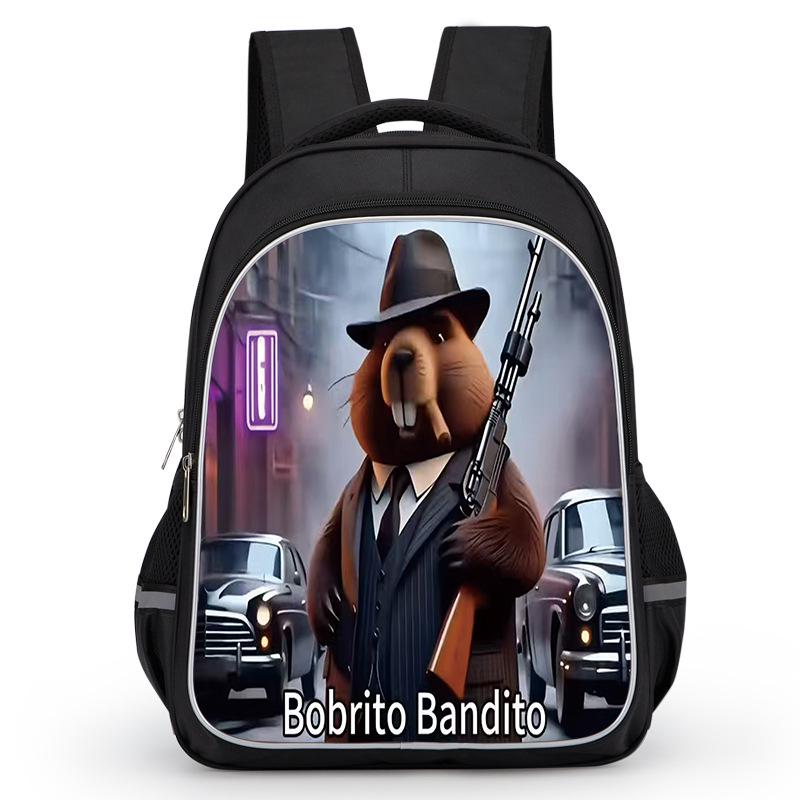 Cross-border Classic Mountains & Seas Stick Figure Kids' Backpack for Grades 1-6 - Load-Reducing Double Shoulder Bag for Boys