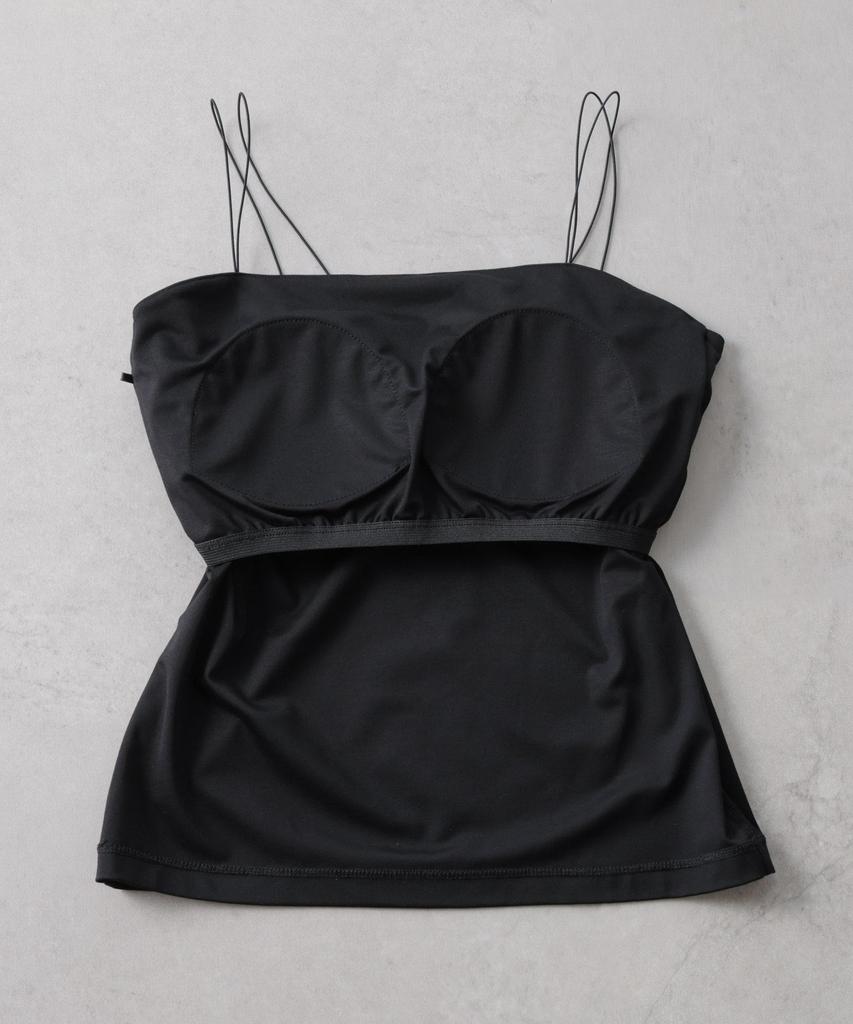 Nano Universe Stretch Punch Strapless Camisole with Size Cups, Women's, M, 010, Black, 669-5124316