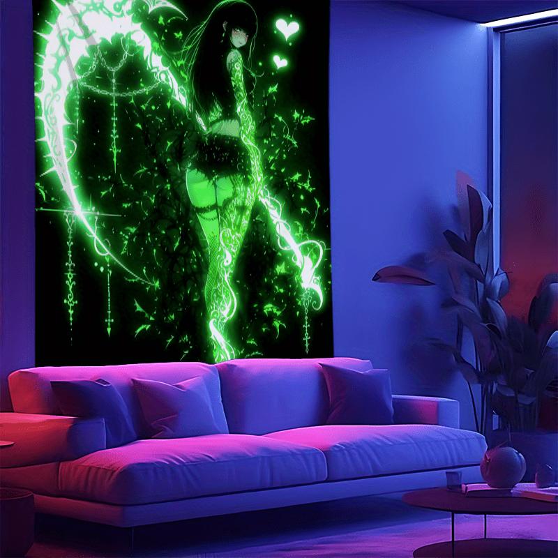 VIKAMA Gothic style anime girl decoration tapestry esports room bedroom headboard background wall atmosphere tapestry decor 74x94cm(29x37in)