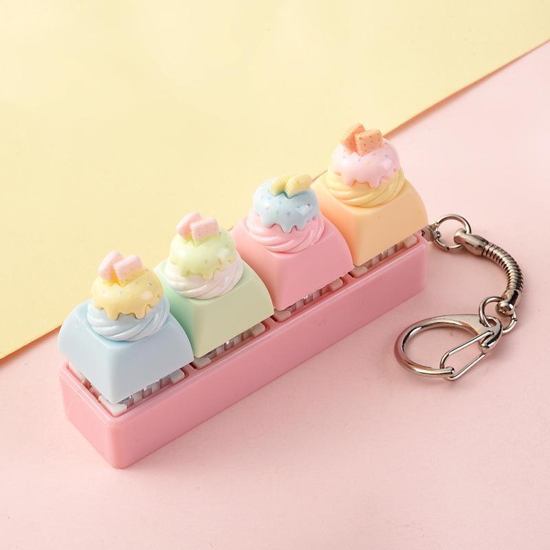 Cartoon Bread Button Squeeze Toy Keychain: Stress Relief and Distraction Gadget
