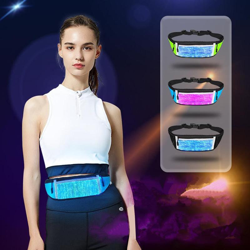 2025 New Fashion Design LED Multifunctional Luminous Sport Waist Bag Women Men Fiber Optic Night Running Bag Trend Glow Bag