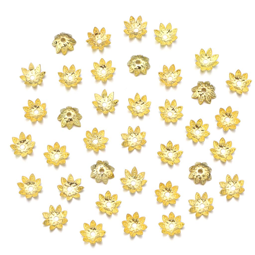 100Pcs Flowers Beads Caps 8/10/12mm Lotus Spacer beads Pendant Bead Tray for Jewelry Making Charms DIY Bracelet Necklace Earring