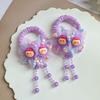 Hair Tie Soft Organza Flower Shape Hair Rope with Plush Tassels Imitation Pearls Decor High Elastic Band Bun Holder Hair Accessories