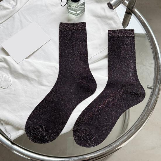 Women's Sheer Glitter Crew Socks Metallic Shimmer Shiny Sparkly Socks Breathable Thin Ankle Socks for Ladies Girls