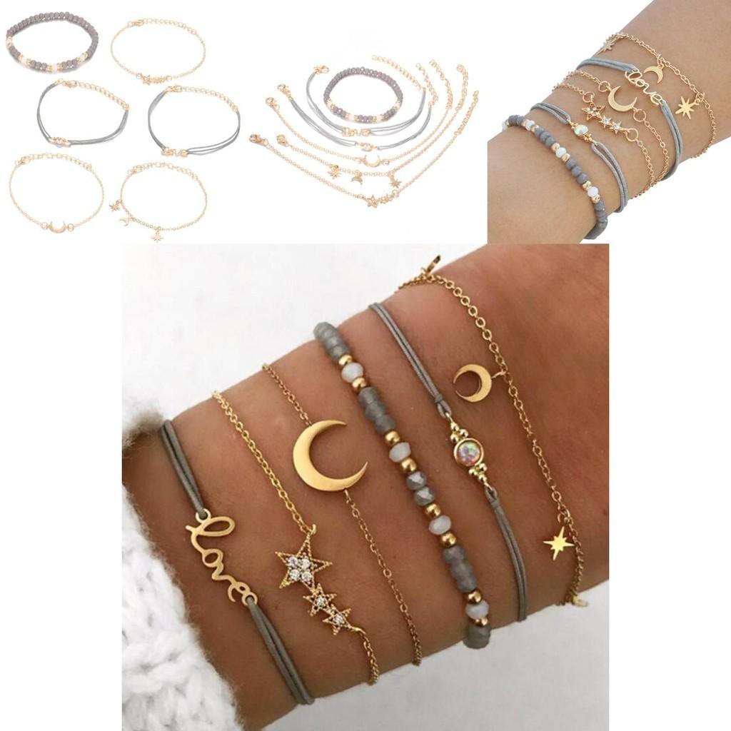 Trendy Autumn Bracelet Set With Star And Moon Pendants Unisex Design Perfect For Gifts