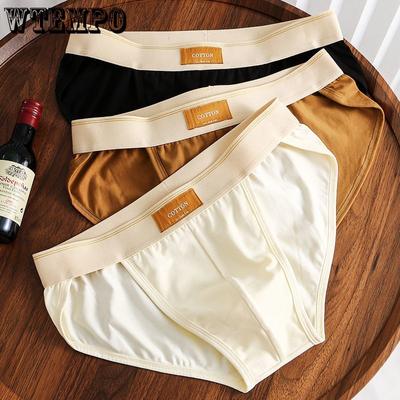 Men's Cotton Underwear Retro Solid Color Men's Breathable and Comfortable Youth Triangle Shorts Shorts