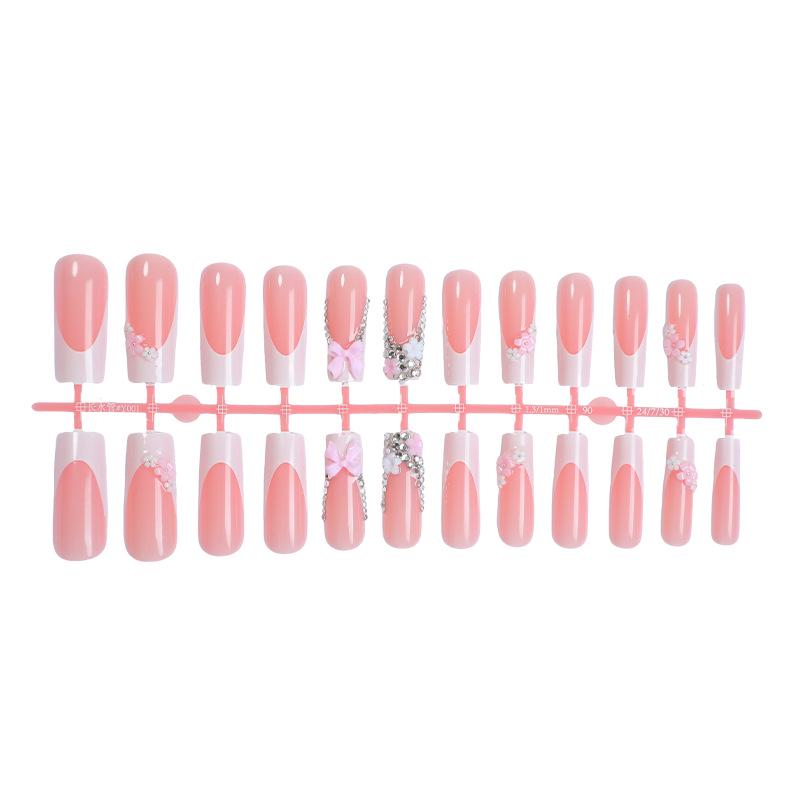 

Wearable Rhinestone Butterfly Flower Nails - Gentle Nude Manicure Set (24 Pieces)