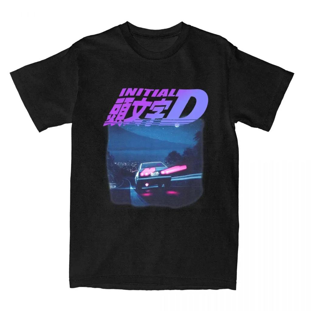 Initial D Neon AE86 Accessories Shirt for Unisex Women Takumi Fujiwara Tofu Store Pure Cotton T Shirt Short Sleeve Printed Clothing