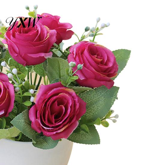 Fake A Pot Artificial Plant Bonsai Beautiful Simulation Flower Decor Plastic Rose for Living Room