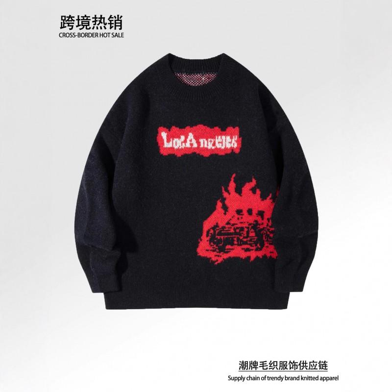 Andre Streetwear Crewneck Sweater Men Hip Hop Loose Fit Casual Couple Knitwear