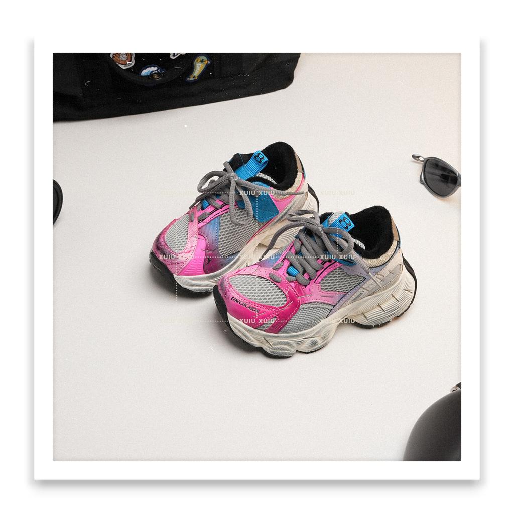 XSHX "Paris Staples" Children's Dad Sneakers Autumn and Winter Men's and Women's Velcro Parent-Child [Wenzhou Shoes]