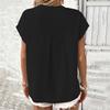 Women's Casual Wide-cut Shirt V-neck Button-up Short-sleeved Shirt Top